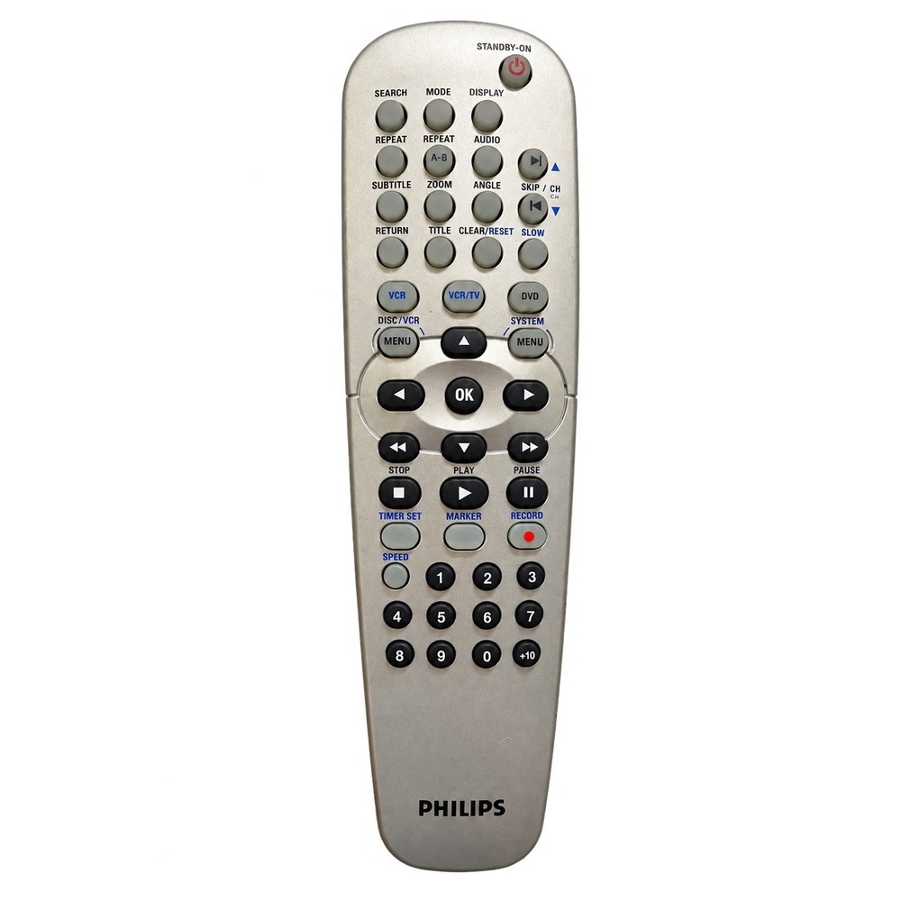 Genuine Philips NA725UD NA727UD DVD VCR Remote Control U346 Silver OEM TESTED